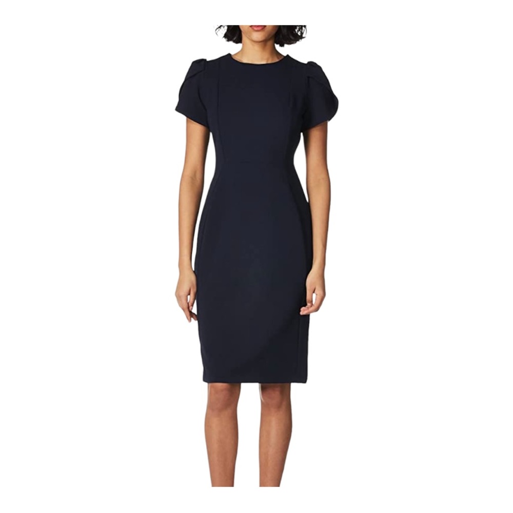✨HP✨ Calvin Klein Tulip Sleeve Sheath Dress Black Sz 6